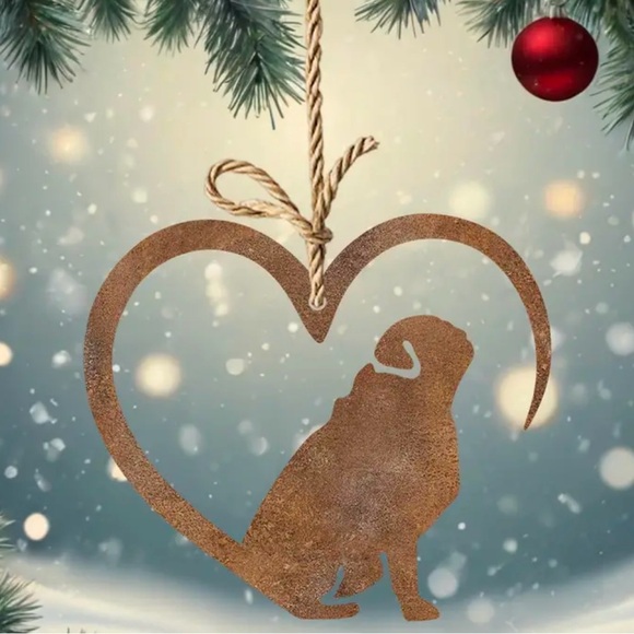 PUG RUSTIC CHRISTMAS ORNAMENT - Picture 1 of 5